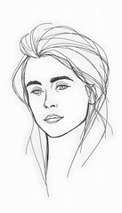 Fototapeta premium Modern abstract portrait art background Hand draw line art background for paper, cover, fabric, poster, print, clipart style, with white tones