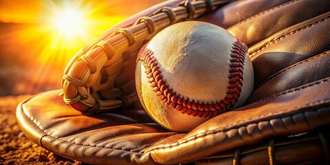 Fototapeta premium A meticulously detailed baseball glove, a close-up sports still life.