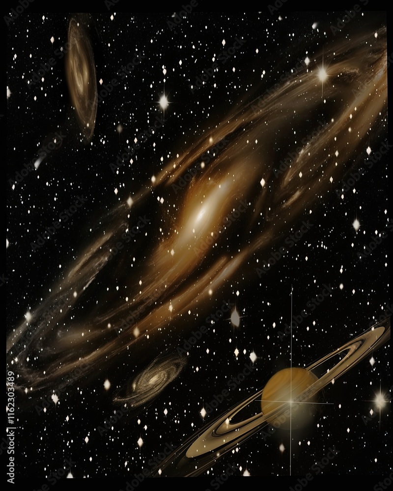 Poster majestic view of andromeda galaxy surrounded by distant cosmic wonders in the vastness of space