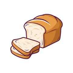 Freshly baked bread, white background icon isolated Pro Vector.A fresh baked bread, a gourmet snack.Hand drawn bread and bakery vector illustration.
