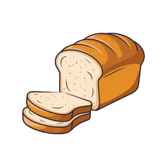 Freshly baked bread, white background icon isolated Pro Vector.A fresh baked bread, a gourmet snack.Hand drawn bread and bakery vector illustration.
