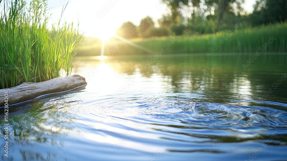 Poster beavers influence the landscape by creating serene ponds filled with ripples and greenery at sunset