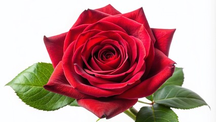 A vibrant red rose, a single bloom, captivating.