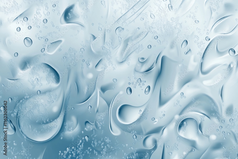 Poster abstract blue water texture with droplets, creating a fluid and calming atmosphere.