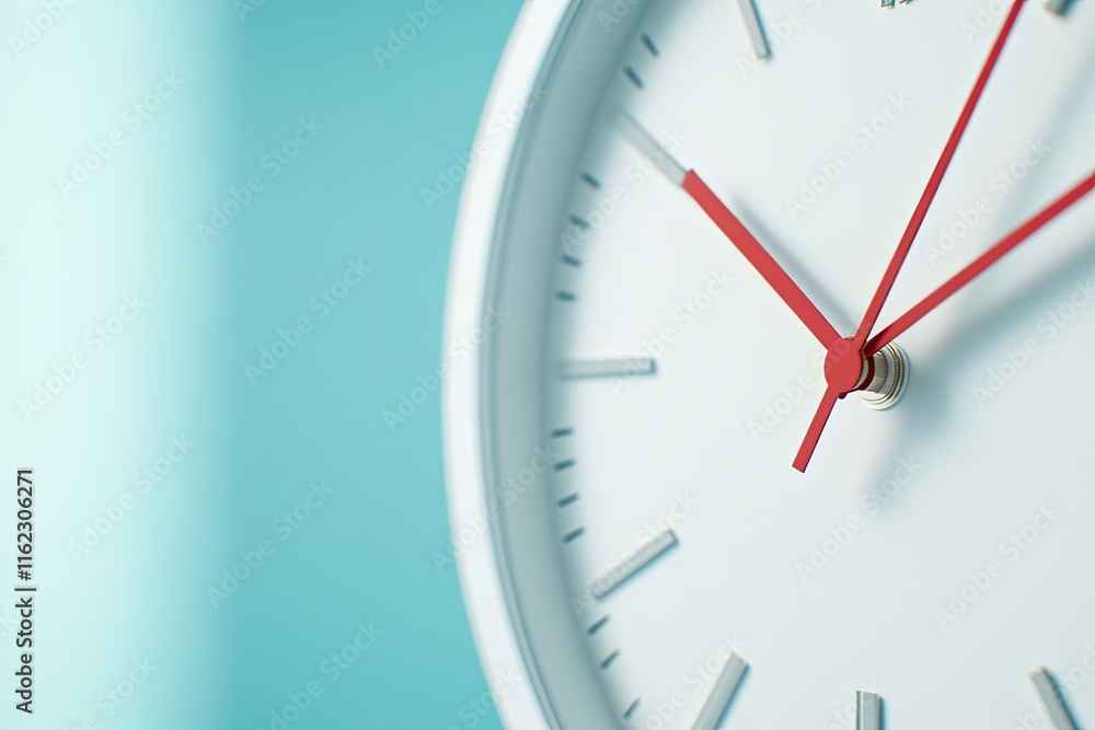 Fototapete Close up View of a Clock Showcasing Precise Hand Positioning Against a Soft Background