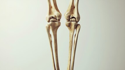 Two bones of the knee are shown in a close up
