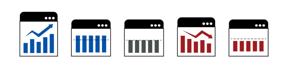 chart, bar graph, increase, decrease, stagnan graph icons