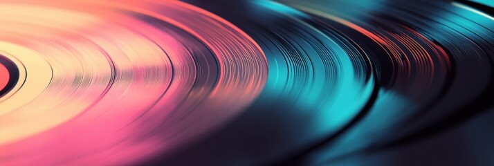 Vintage 3D vinyl records with vibrant colors showcasing a retro music theme and space for personalized text placement. Generative AI