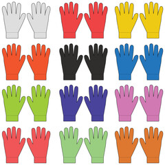Set of gloves vector illustration. Streetwear Gloves Mock up