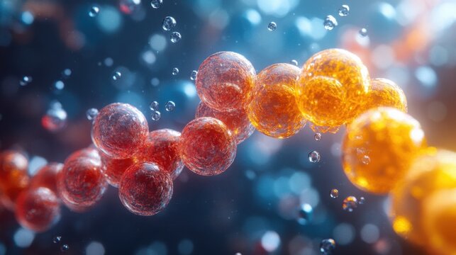Detailed 3D rendering of CLA molecules targeting fat cells to reduce body fat