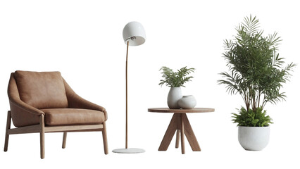Modern interior furniture set in 3d rendering