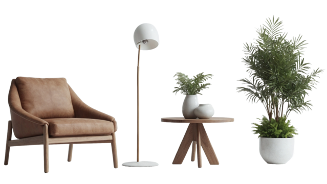 Modern interior furniture set in 3d rendering