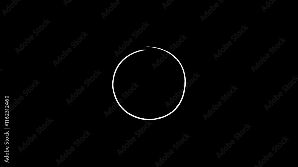Poster circle animation 4k isolated on transparent background. while circle line icon isolated.