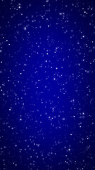abstract blue night sky background with shiny glitter stars and bokeh lights, space and science technology and winter vertical social media design element	