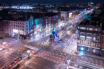 Aerial view of the busy O'Connell Street intersection during the Christmas holidays