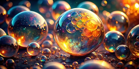 Naklejka premium Colorful Bubbles Dreamy Atmosphere