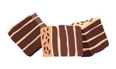 A pixel art illustration of chocolate wafers on a white background