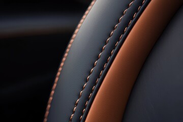 Close-up view of premium leather car seat showcasing intricate stitching.