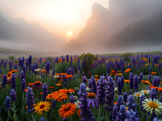 sunset in the mountains