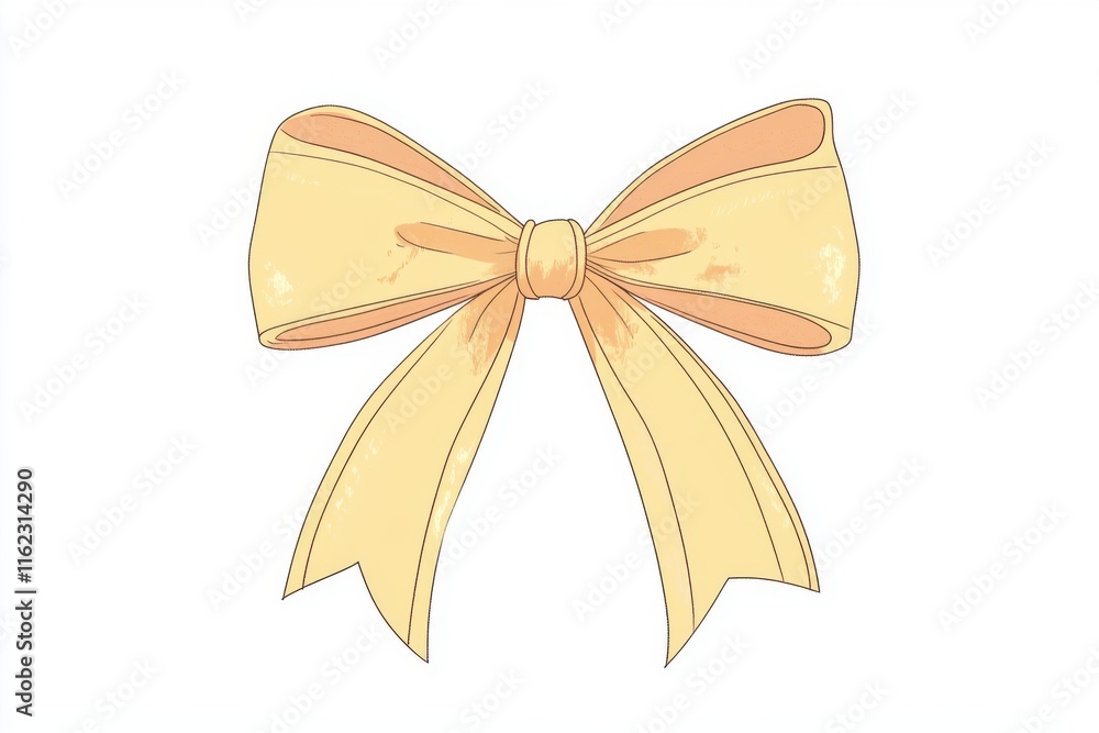 Poster a vibrant yellow bow with elegant loops and tails, adding a cheerful touch to any design or occasion