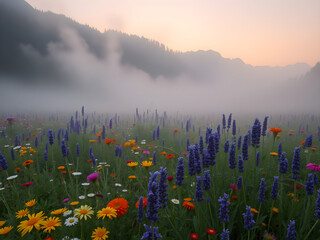 misty morning in the mountains