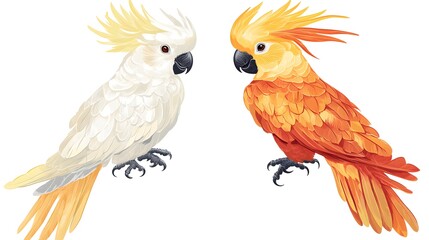 Fototapeta premium Two Colorful Cockatoos Facing Each Other
