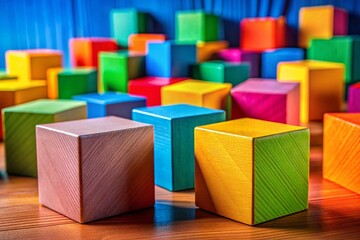 Colorful Wooden Cubes Educational Background