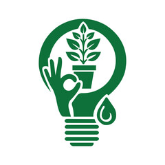 Eco light bulb eco friendly icon design on white background