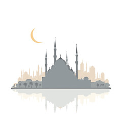 Naklejka premium Mosque Building Vector Illustration Flat Style Design