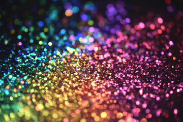 Colorful glitter pattern sparkling in vibrant hues on a dark background