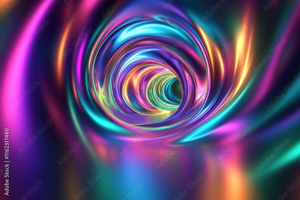 Leinwandbilder Vibrant 3D abstract sound waves create a mesmerizing tunnel of light and color. Generative AI