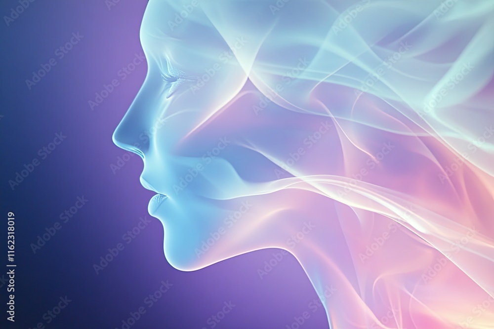 Poster intricate smoke trails forming ethereal shapes on a dark background