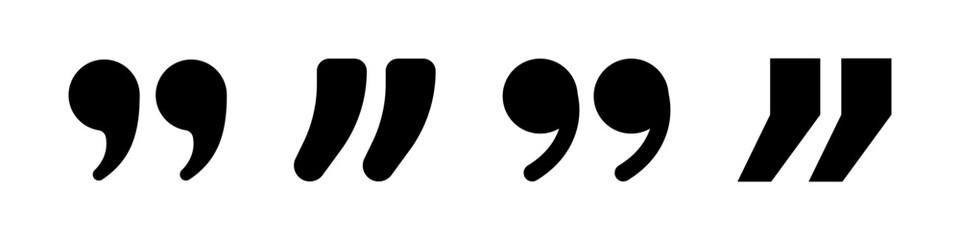 Quotation marks vector collection. Black quotes icon set. Speech mark symbol Punctuation marks Citation sign.