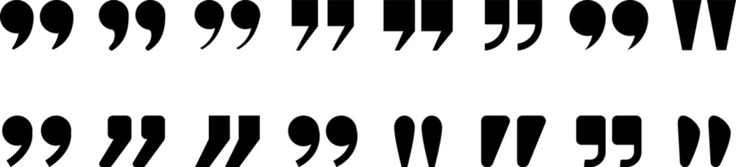Quotation marks vector collection. Black quotes icon set. Speech mark symbol Punctuation marks Citation sign.