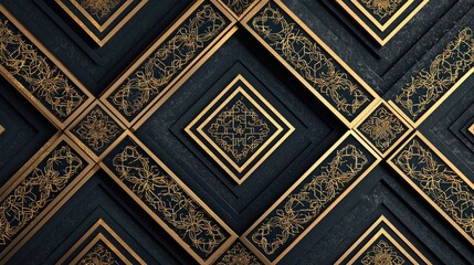 Abstract Gold And Black Geometric Art Design