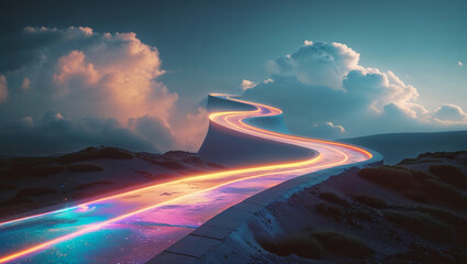 ゴールへのスムーズなアプローチを象徴する効率的な経路の視覚化.生成AI