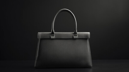 black woman's handbag isolated on black background , luxury lady's bag , Fashion Ladies Accessories , Leather Satchel
