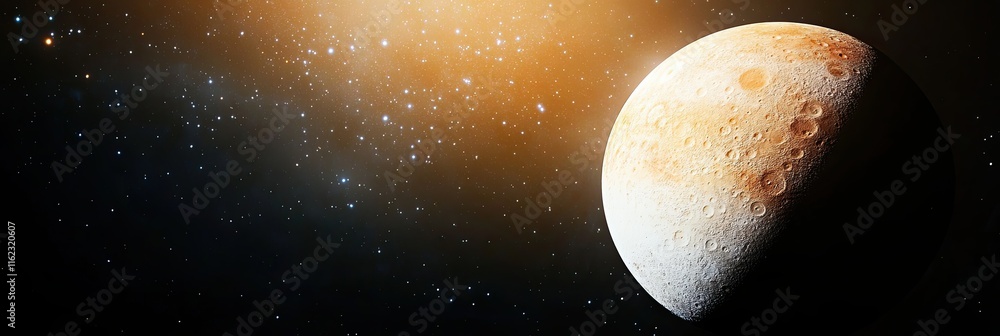 Poster discovering the wonders of ganymede, the largest moon in the solar system