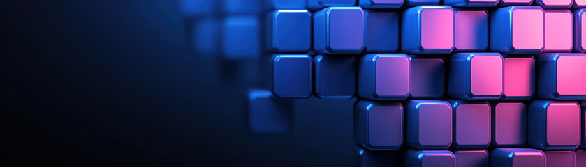 Obraz premium 3D abstract dark blue background with vibrant purple and pink tones