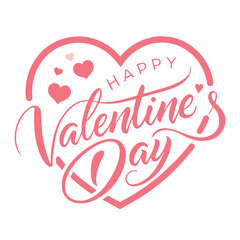 Elegant 'Happy Valentine's Day' Vector with Pink Typography and Heart Design 