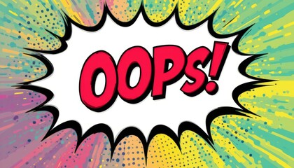 Naklejka premium Colorful comic-style burst with the word oops showcasing a whimsical expression of surprise