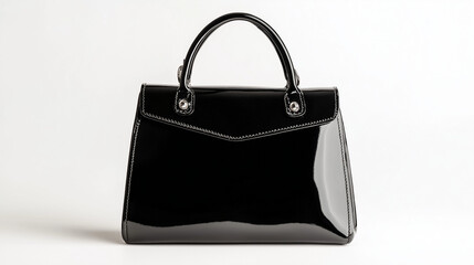 black woman's handbag isolated on white background , luxury lady's bag , Fashion Ladies Accessories , Leather Satchel
