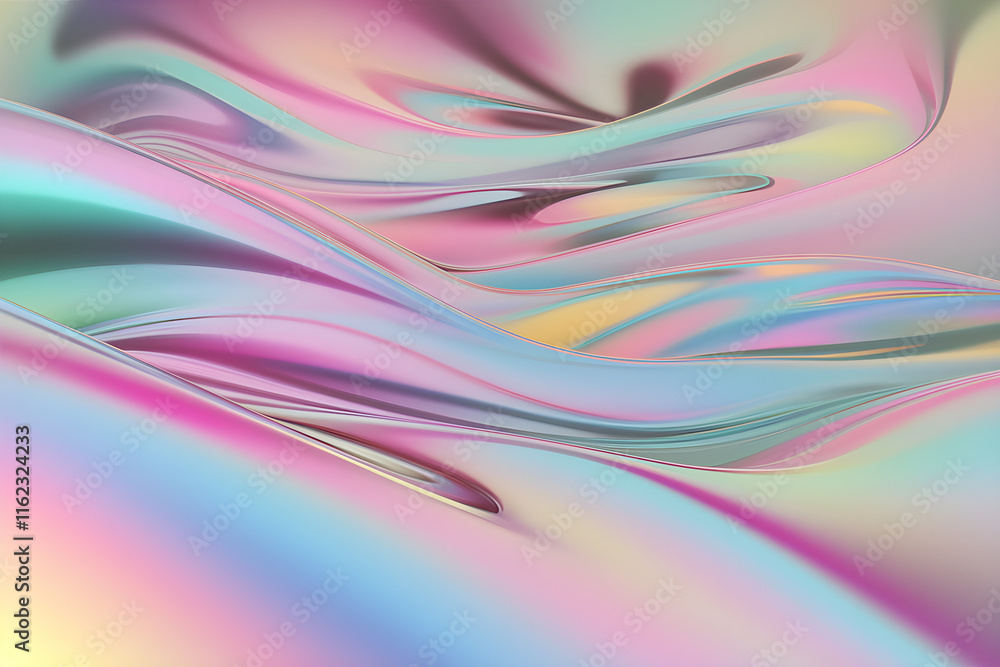 Aufkleber holographic pastel rainbow colors flowing smoothly creating abstract wavy pattern