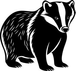 Stylized Black Silhouette of a Badger - Vector Icon Illustration