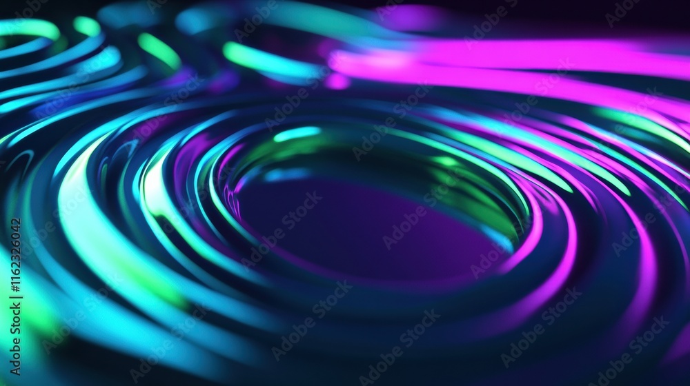 Poster captivating 3d abstract representation of sound waves illuminated with vibrant colors. generative ai