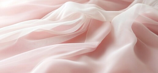 Fototapeta premium Soft, flowing layers of pink and white fabric create a delicate texture.