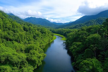 Exploring majestic rainforest rivers amazon basin aerial view lush green environment nature concept for eco-tourism