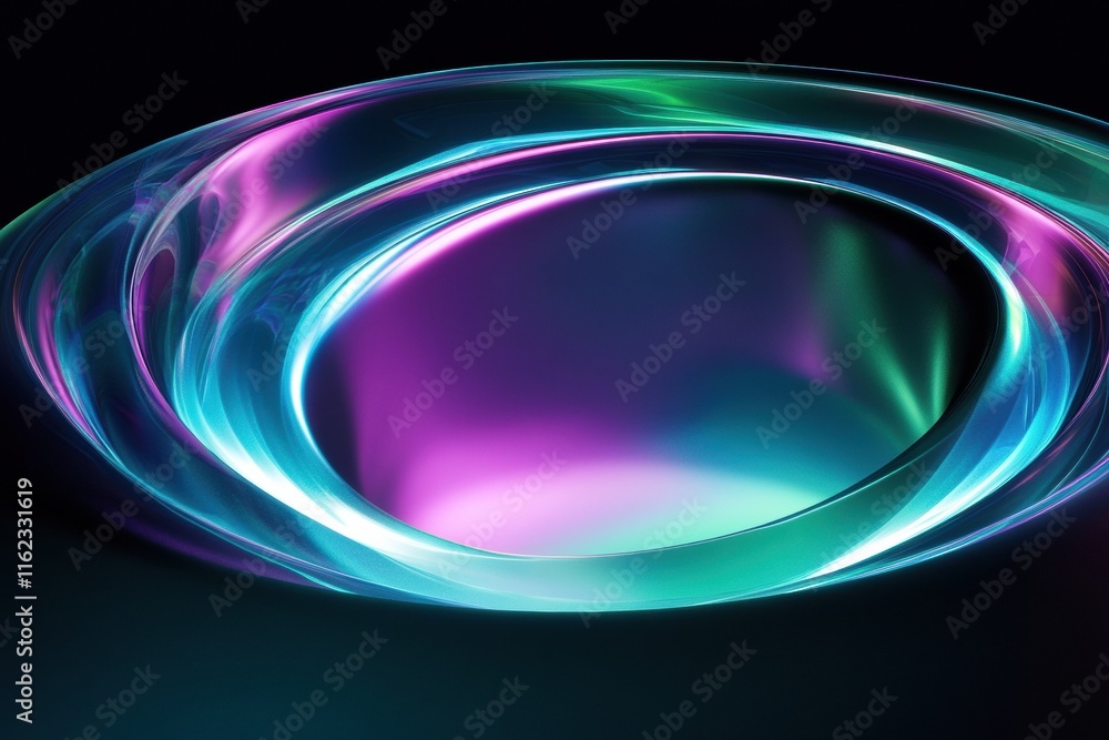 Fototapete Vibrant 3D abstract sound waves creating an immersive art experience in a digital space. Generative AI