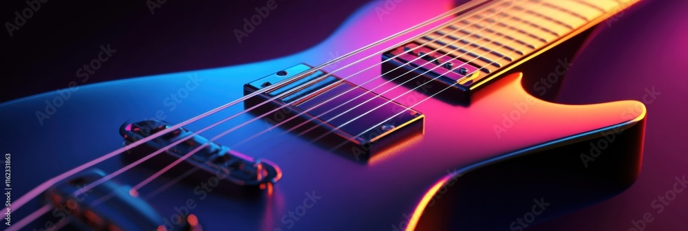Aufkleber vibrant 3d guitar with colorful lighting showcasing intricate details and modern design in a creativ