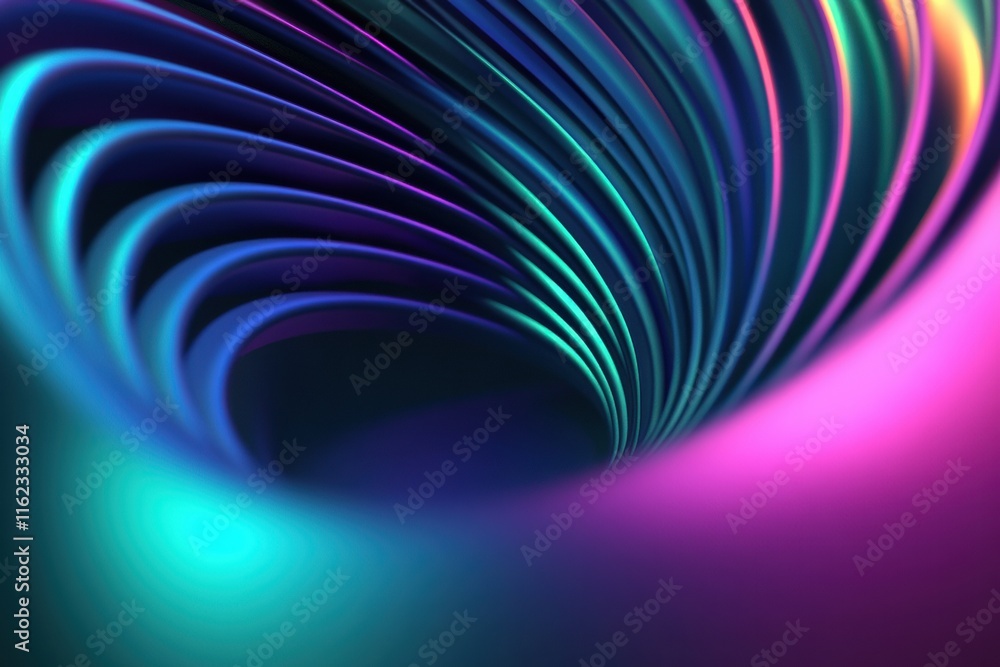 Fototapete Dynamic abstract representation of sound waves with vibrant hues creating a musical atmosphere. Generative AI